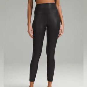 Lululemon Align High-Rise pants in a "Shine Radiate Foil Print Black" finish 25”